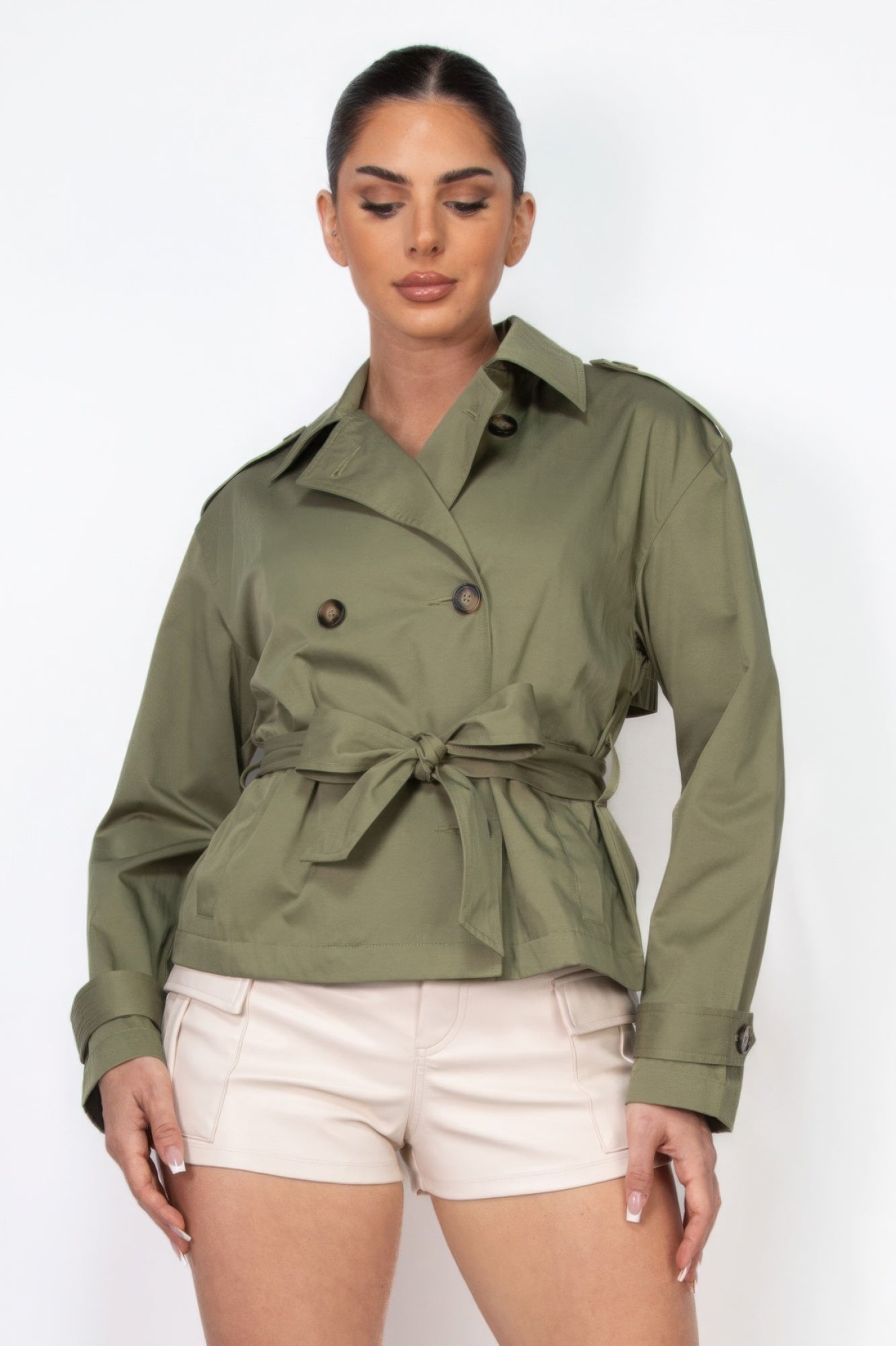 Double-breasted Waist-tie Trench Coat